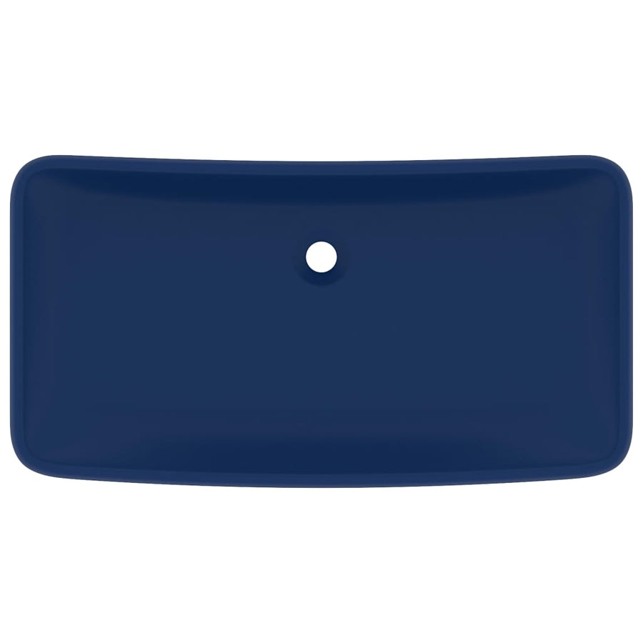 Wastafel rechthoekig 71x38 cm keramiek mat donkerblauw matte dark blue