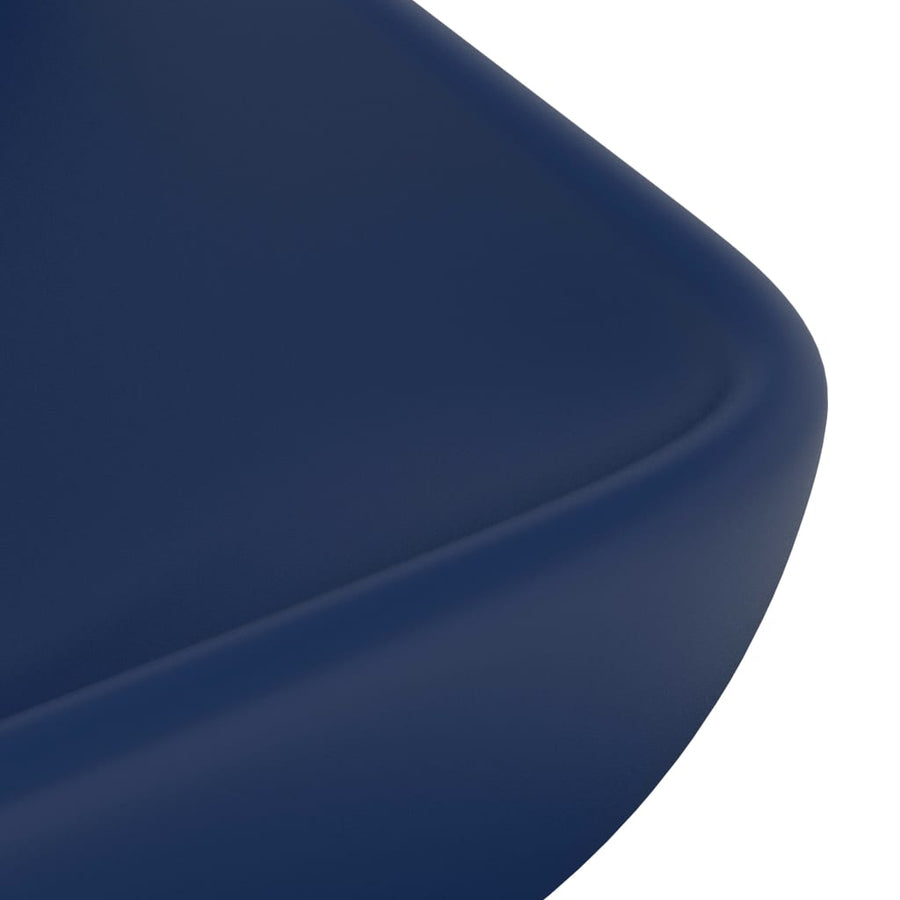 Wastafel rechthoekig 71x38 cm keramiek mat donkerblauw matte dark blue