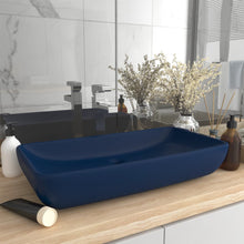 Wastafel rechthoekig 71x38 cm keramiek mat donkerblauw matte dark blue