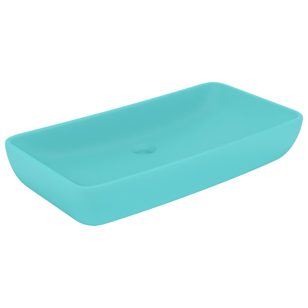 Wastafel rechthoekig 71x38 cm keramiek mat lichtgroen matte light green