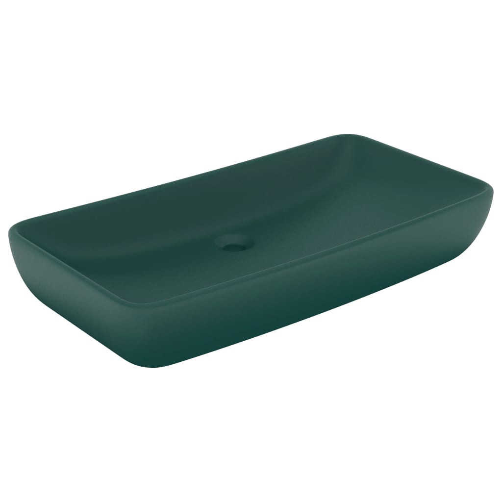 Wastafel rechthoekig 71x38 cm keramiek mat donkergroen matte dark green