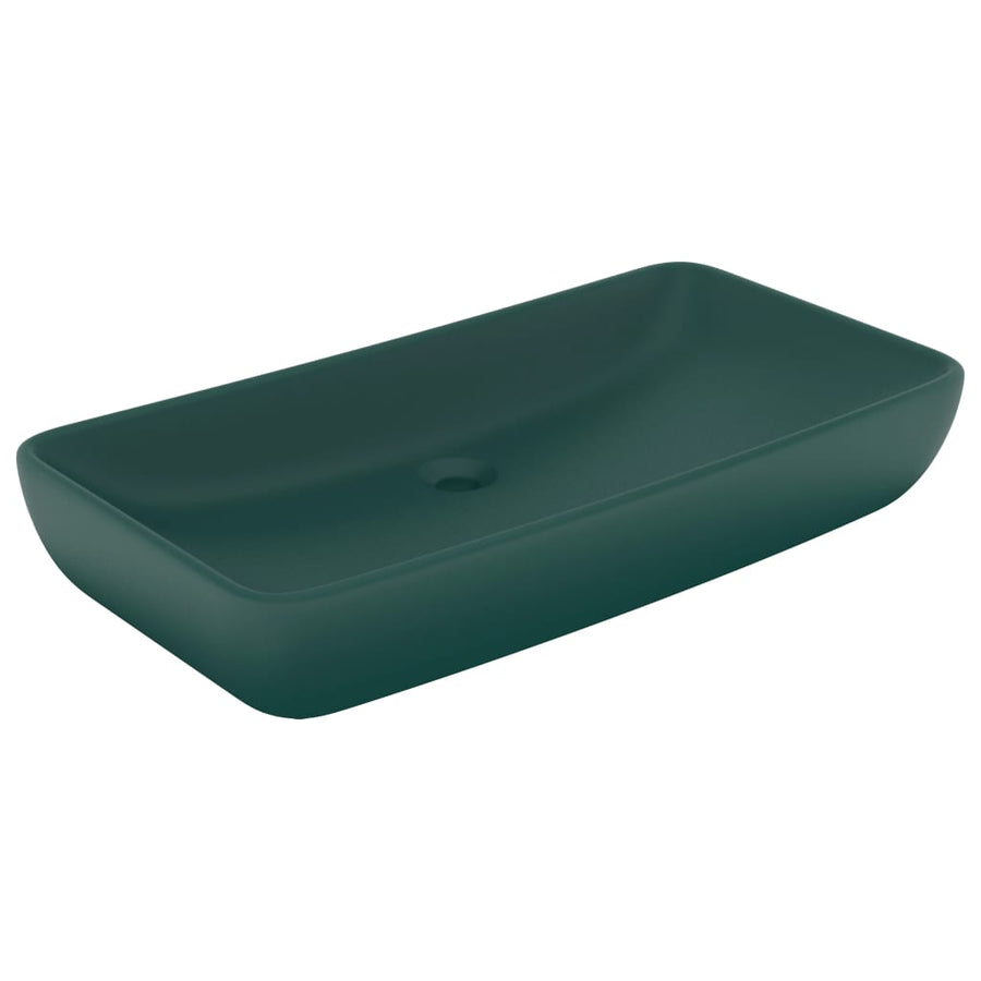 Wastafel rechthoekig 71x38 cm keramiek mat donkergroen matte dark green