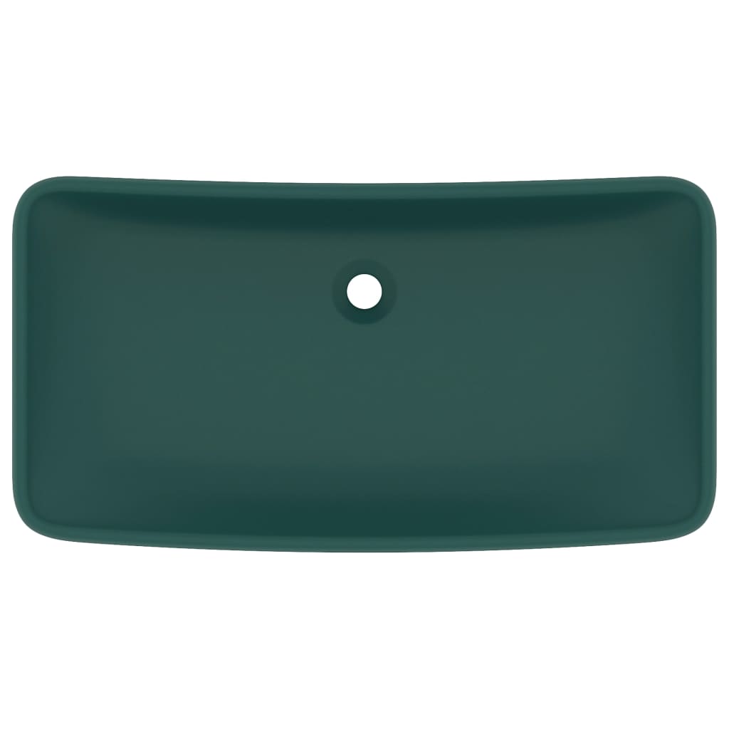 Wastafel rechthoekig 71x38 cm keramiek mat donkergroen matte dark green