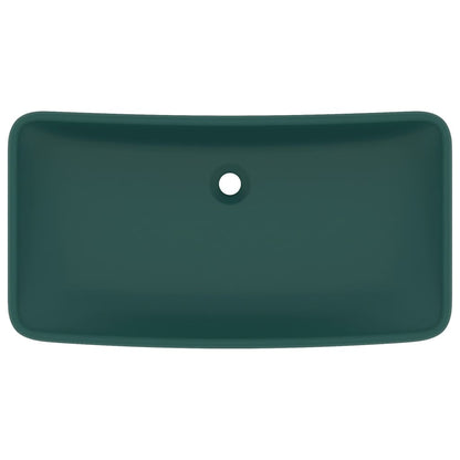 Wastafel rechthoekig 71x38 cm keramiek mat donkergroen matte dark green