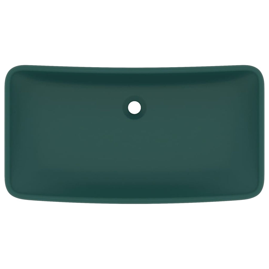 Wastafel rechthoekig 71x38 cm keramiek mat donkergroen matte dark green