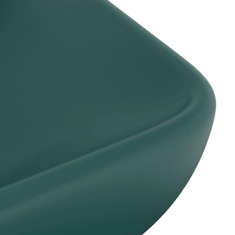 Wastafel rechthoekig 71x38 cm keramiek mat donkergroen matte dark green