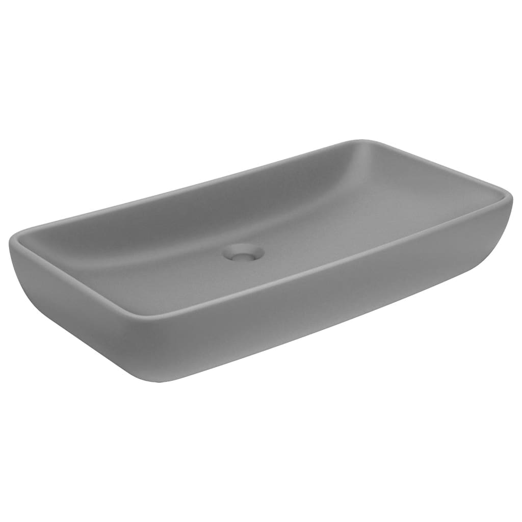 Wastafel rechthoekig 71x38 cm keramiek mat lichtgrijs matte light grey