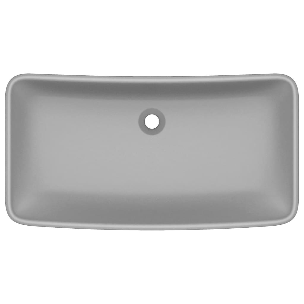 Wastafel rechthoekig 71x38 cm keramiek mat lichtgrijs matte light grey