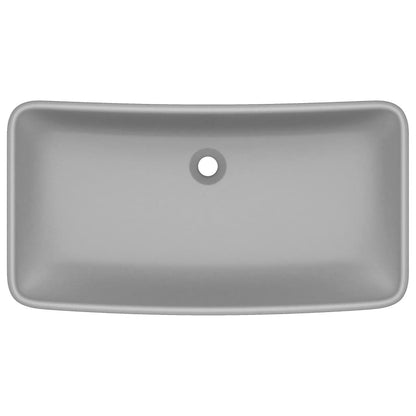 Wastafel rechthoekig 71x38 cm keramiek mat lichtgrijs matte light grey