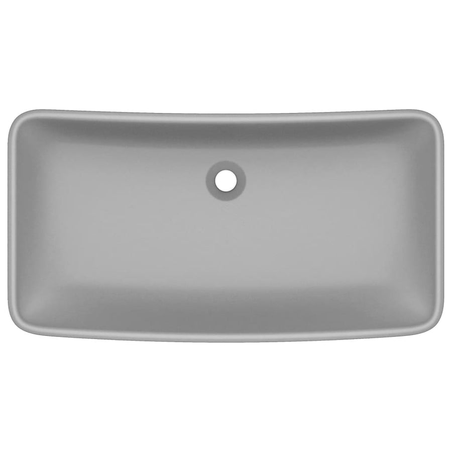 Wastafel rechthoekig 71x38 cm keramiek mat lichtgrijs matte light grey