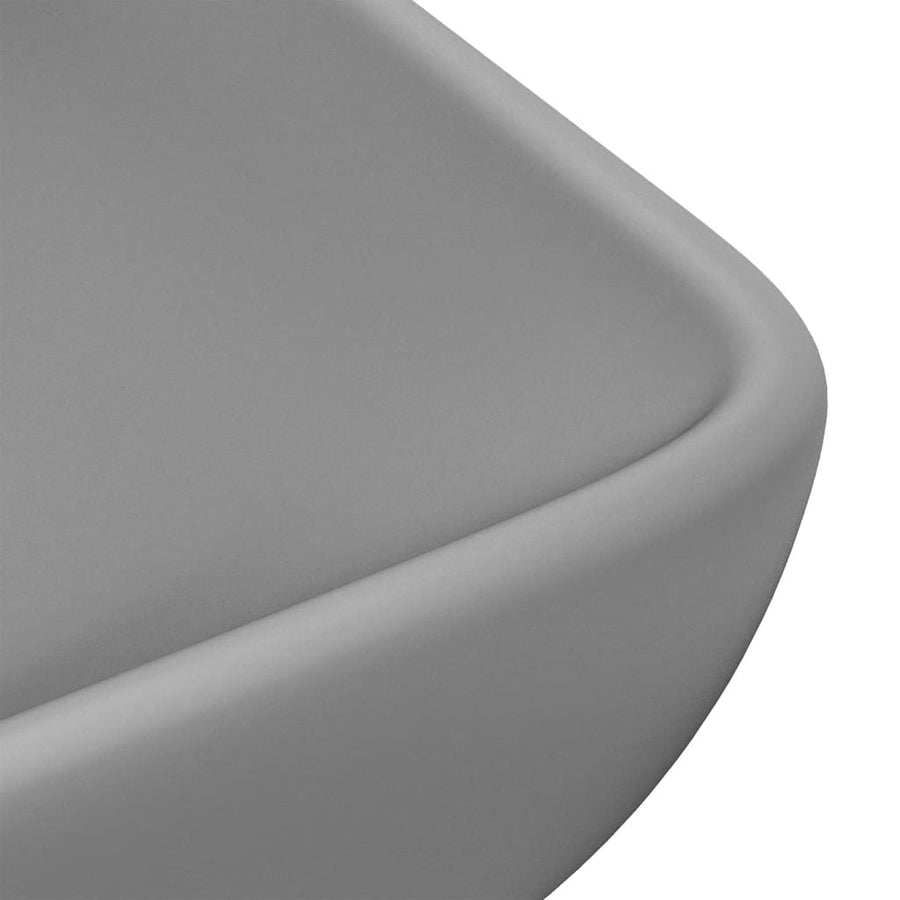 Wastafel rechthoekig 71x38 cm keramiek mat lichtgrijs matte light grey