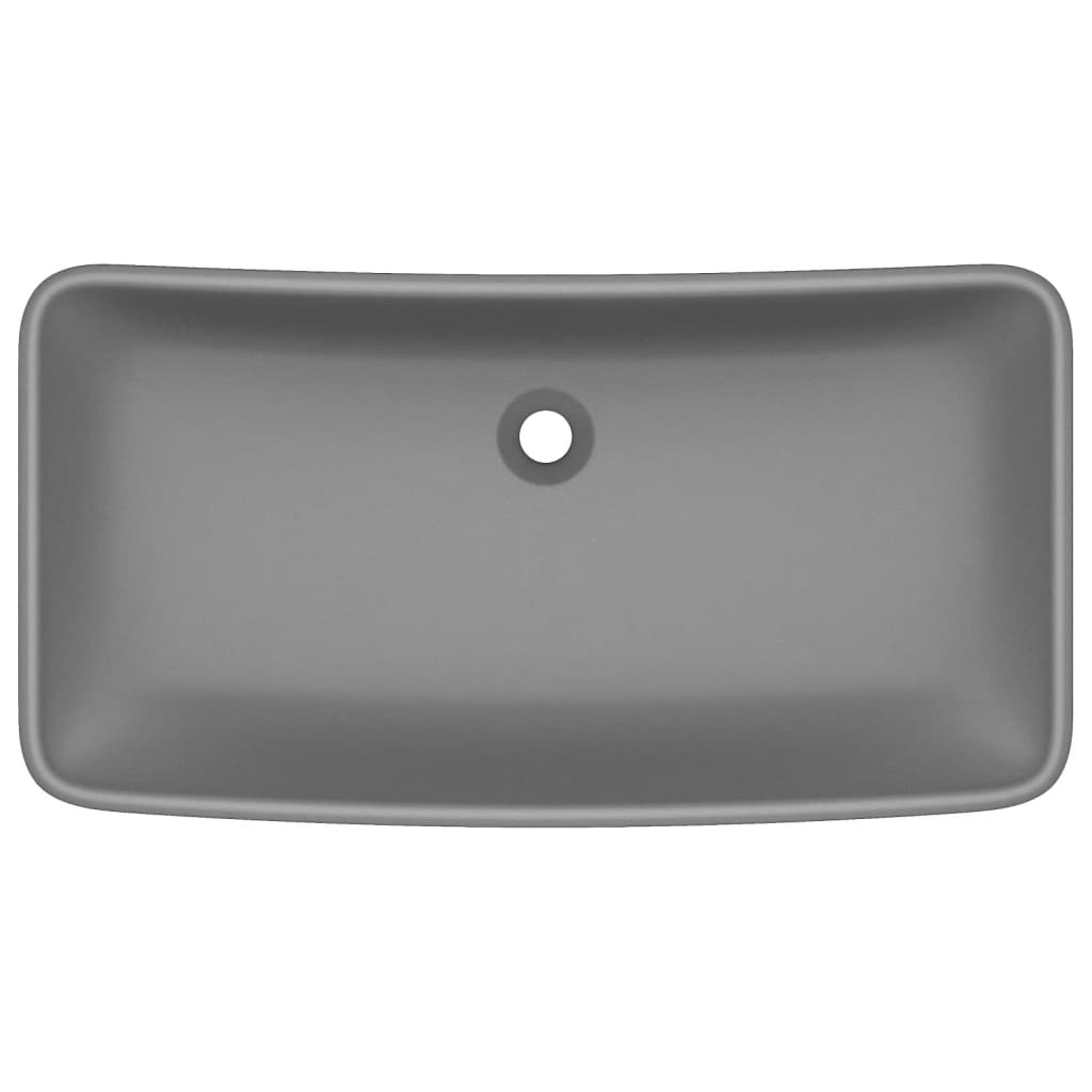 Wastafel rechthoekig 71x38 cm keramiek mat donkergrijs