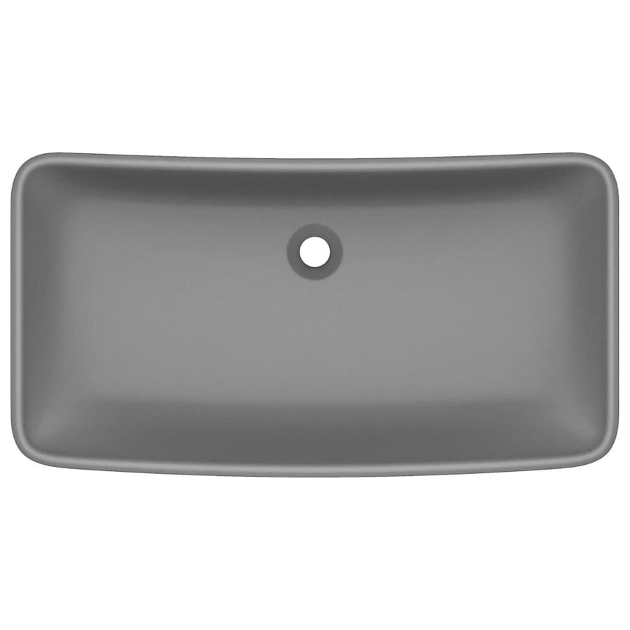 Wastafel rechthoekig 71x38 cm keramiek mat donkergrijs