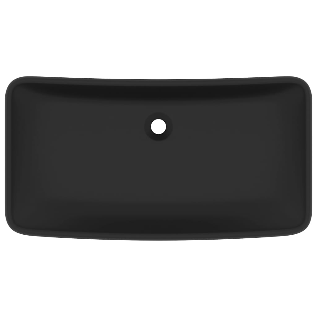 Wastafel rechthoekig 71x38 cm keramiek matzwart Mat zwart