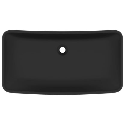 Wastafel rechthoekig 71x38 cm keramiek matzwart Mat zwart