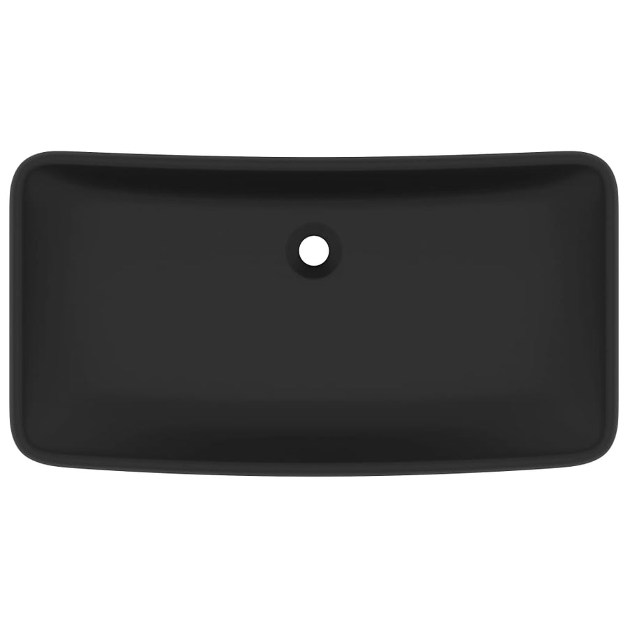 Wastafel rechthoekig 71x38 cm keramiek matzwart Mat zwart