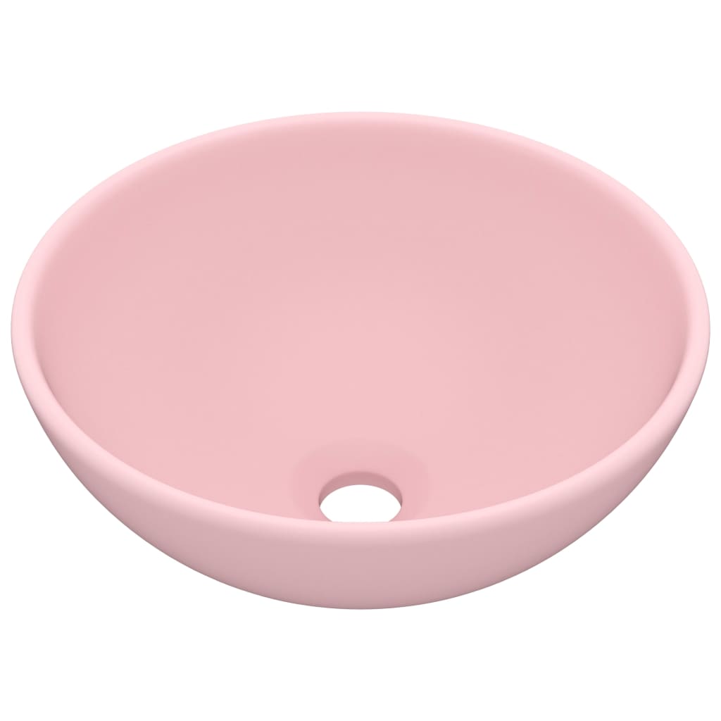 Wastafel rond 32,5x14 cm keramiek matroze matte pink