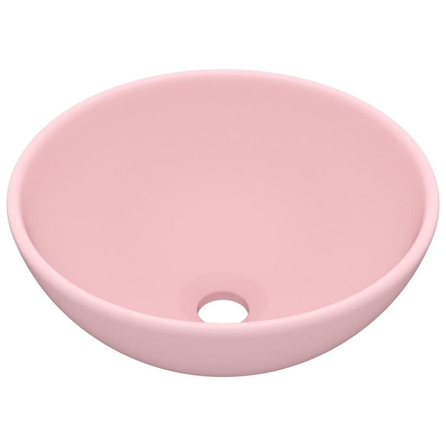 Wastafel rond 32,5x14 cm keramiek matroze matte pink