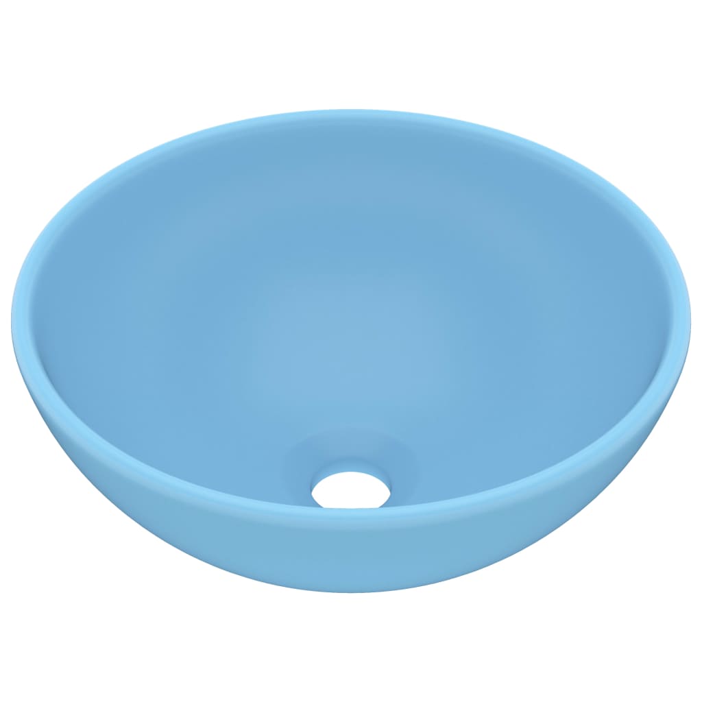 Wastafel rond 32,5x14 cm keramiek mat lichtblauw matte light blue