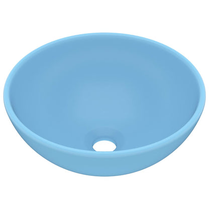 Wastafel rond 32,5x14 cm keramiek mat lichtblauw matte light blue