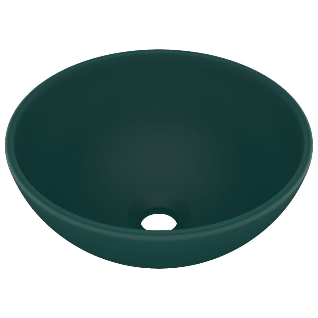 Wastafel rond 32,5x14 cm keramiek mat donkergroen matte dark green