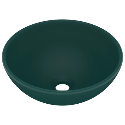 Wastafel rond 32,5x14 cm keramiek mat donkergroen matte dark green