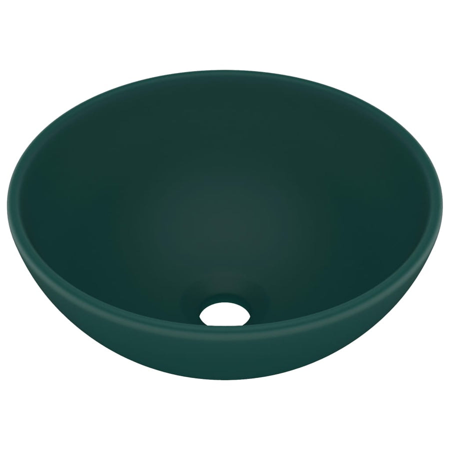 Wastafel rond 32,5x14 cm keramiek mat donkergroen matte dark green
