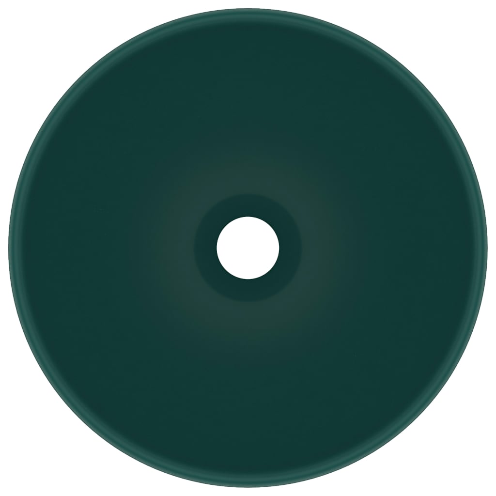 Wastafel rond 32,5x14 cm keramiek mat donkergroen matte dark green