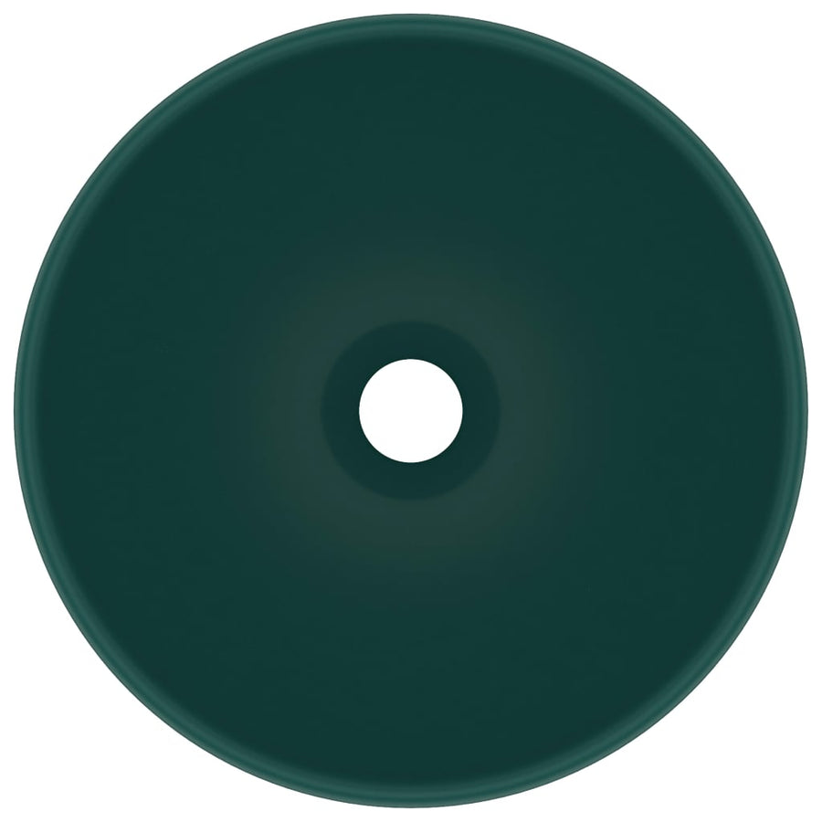 Wastafel rond 32,5x14 cm keramiek mat donkergroen matte dark green
