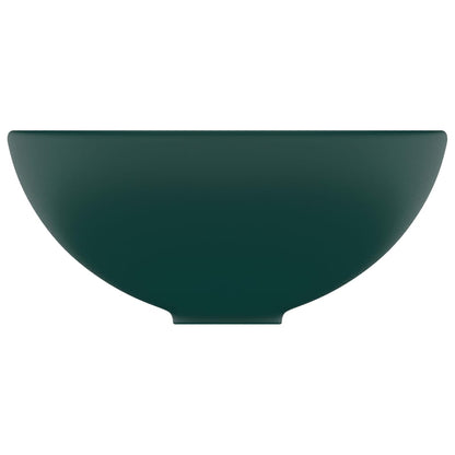 Wastafel rond 32,5x14 cm keramiek mat donkergroen matte dark green