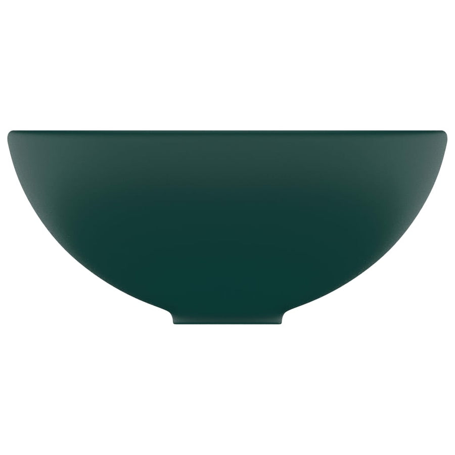 Wastafel rond 32,5x14 cm keramiek mat donkergroen matte dark green