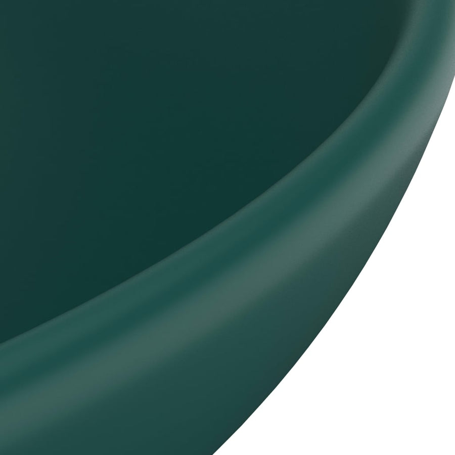 Wastafel rond 32,5x14 cm keramiek mat donkergroen matte dark green