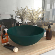 Washbasin round 32.5x14 cm ceramic matt dark green