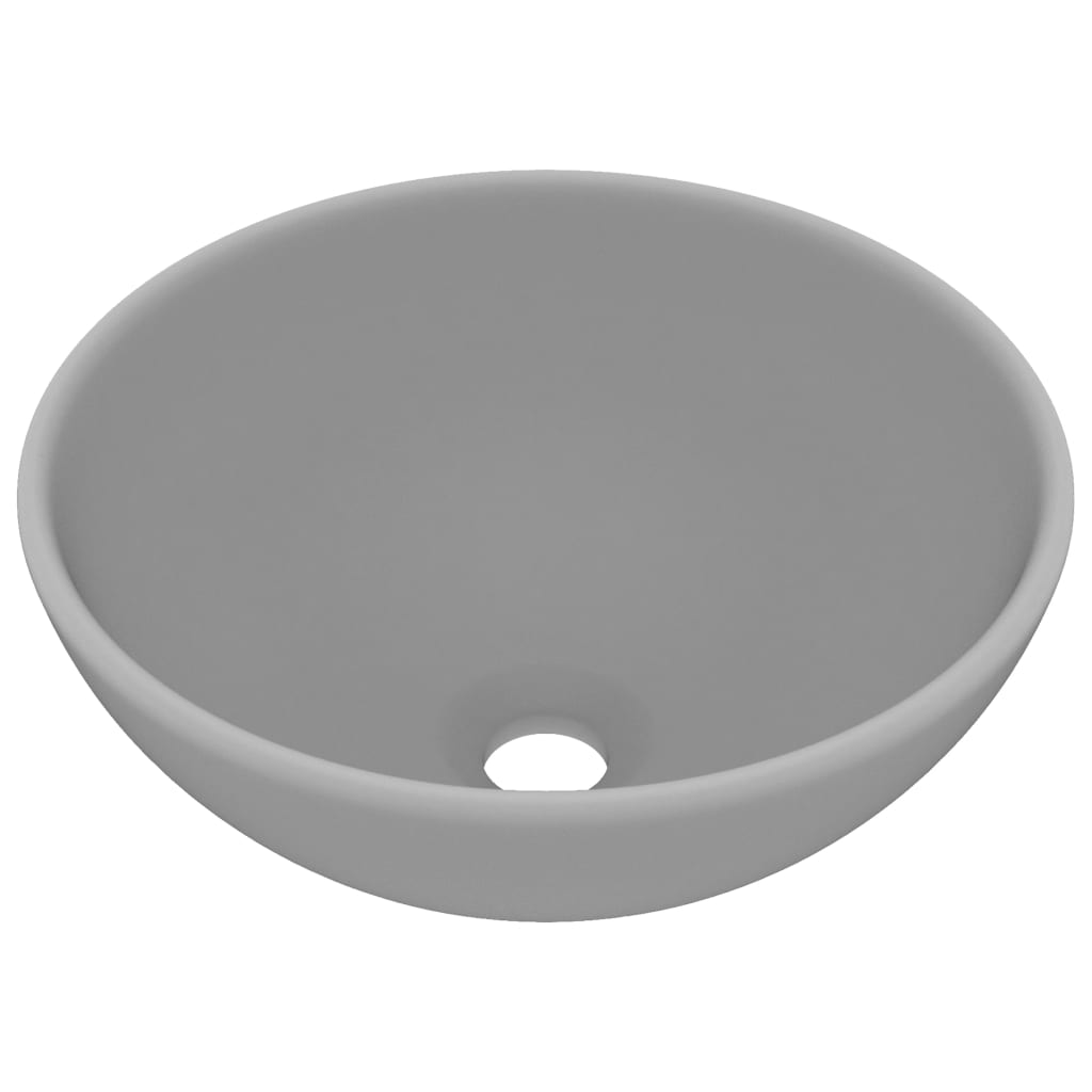 Wastafel rond 32,5x14 cm keramiek mat lichtgrijs matte light grey