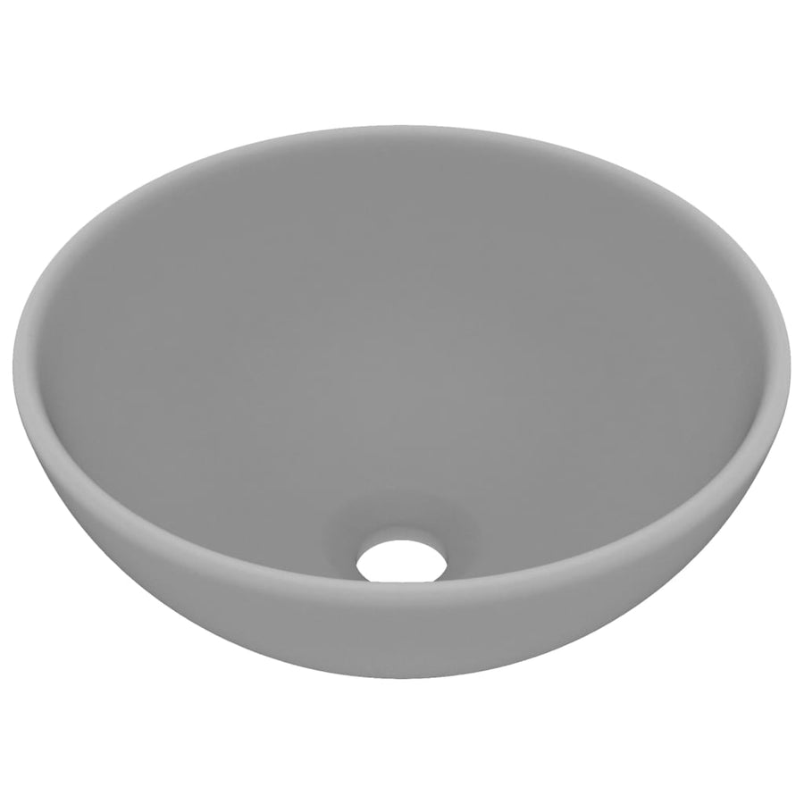 Wastafel rond 32,5x14 cm keramiek mat lichtgrijs matte light grey