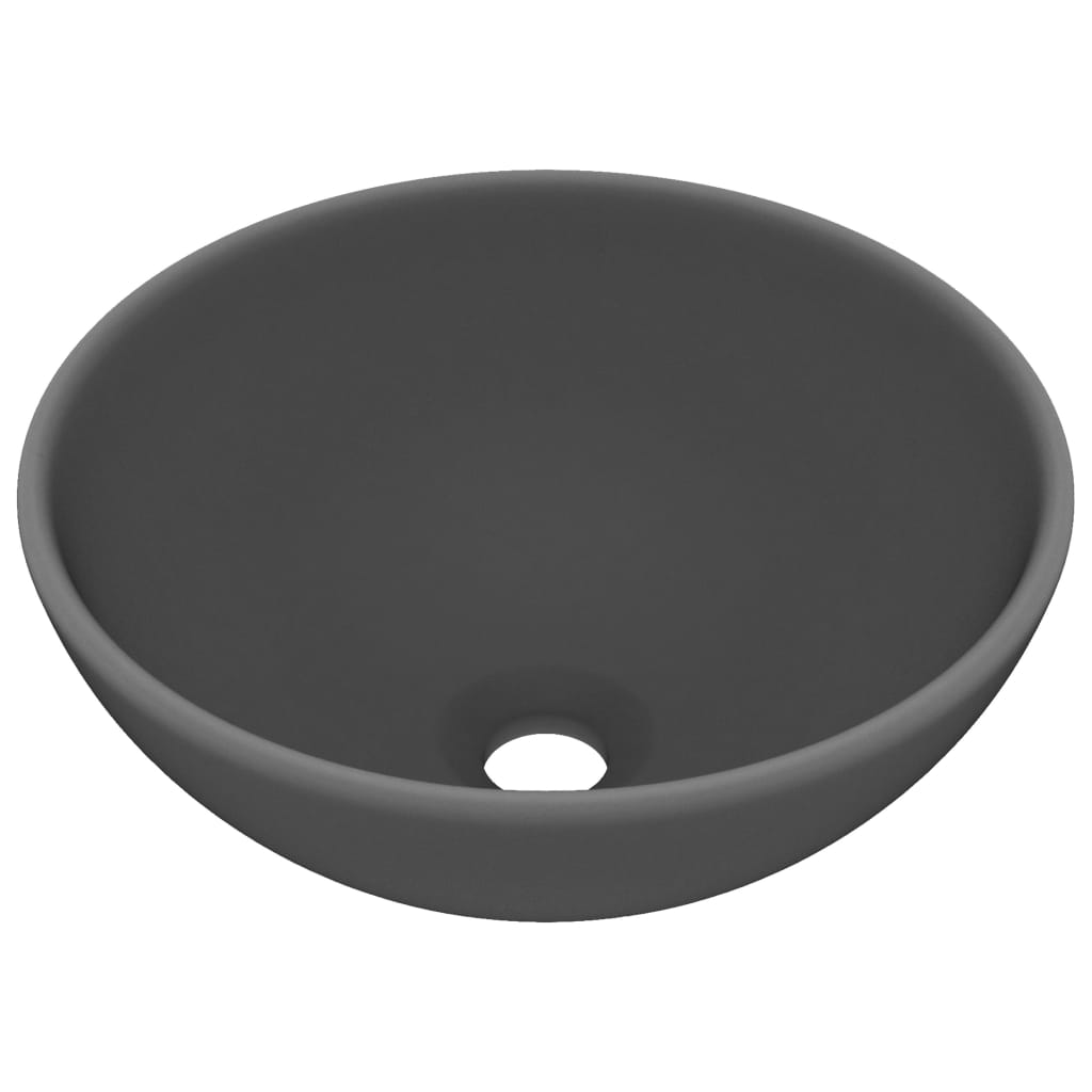 Wastafel rond 32,5x14 cm keramiek mat donkergrijs matte dark grey