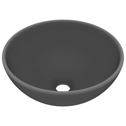Wastafel rond 32,5x14 cm keramiek mat donkergrijs matte dark grey