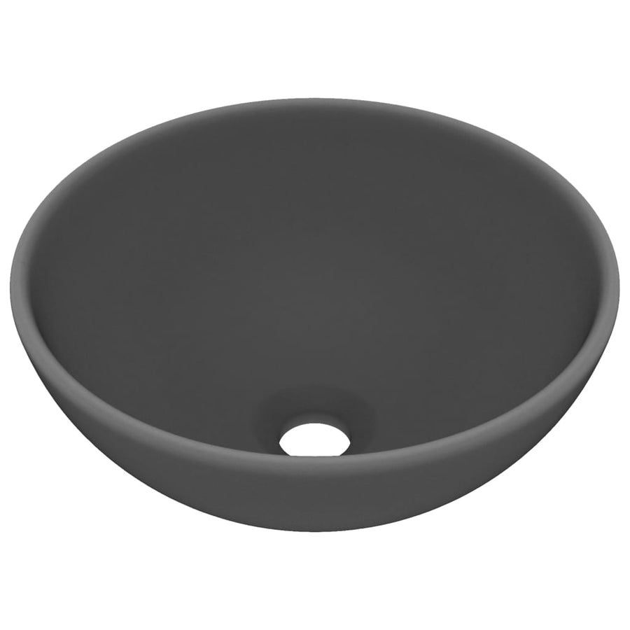 Wastafel rond 32,5x14 cm keramiek mat donkergrijs matte dark grey