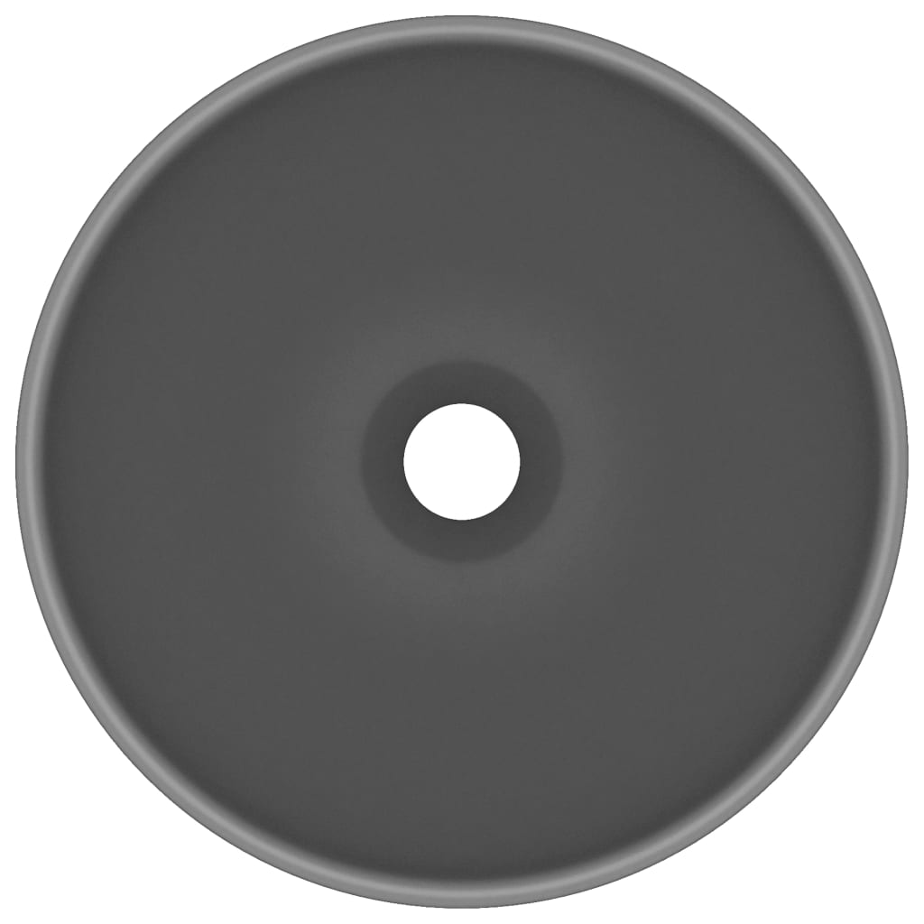 Wastafel rond 32,5x14 cm keramiek mat donkergrijs matte dark grey