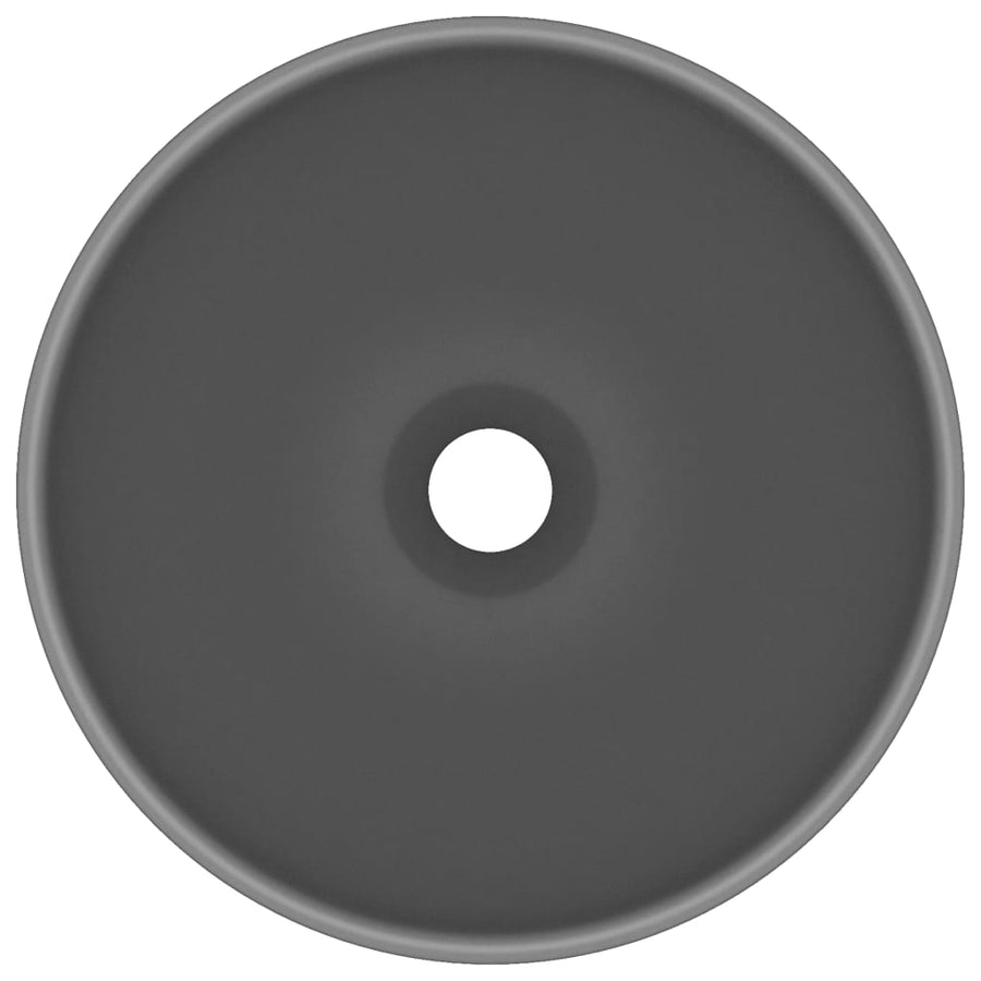 Wastafel rond 32,5x14 cm keramiek mat donkergrijs matte dark grey