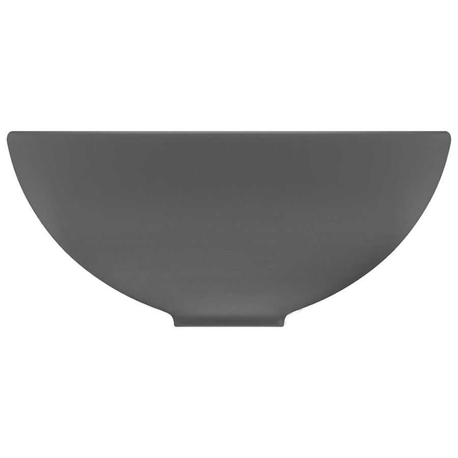 Wastafel rond 32,5x14 cm keramiek mat donkergrijs matte dark grey