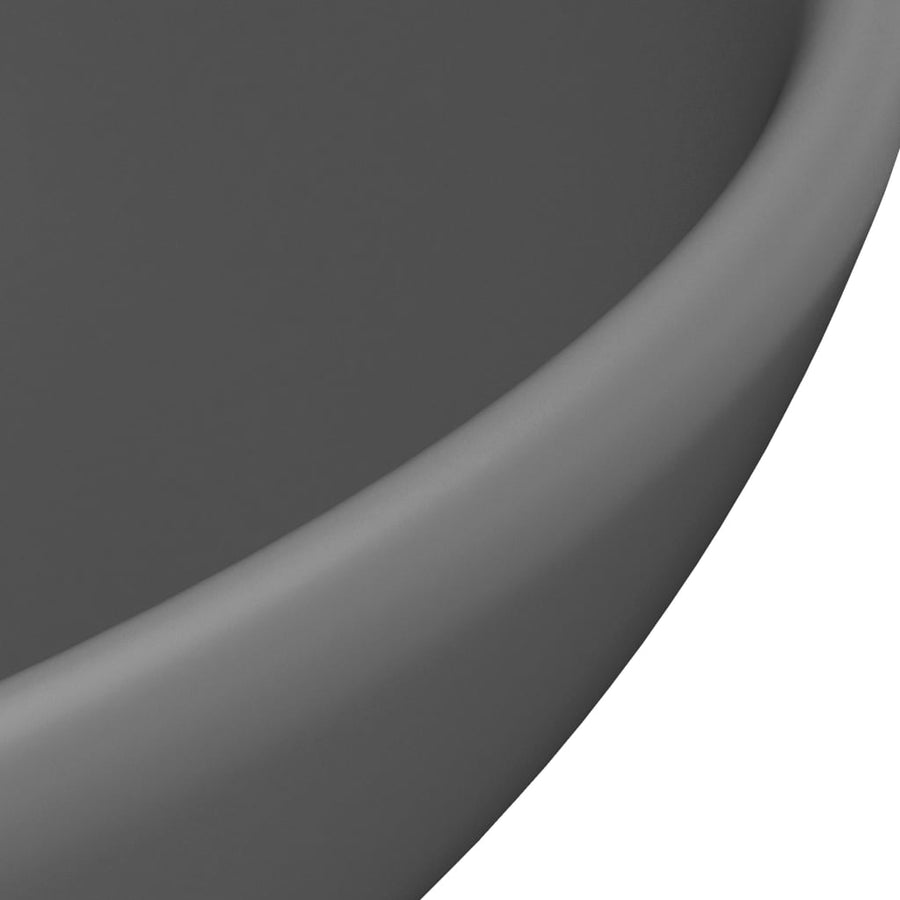 Wastafel rond 32,5x14 cm keramiek mat donkergrijs matte dark grey