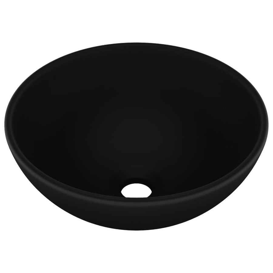 Wastafel rond 32,5x14 cm keramiek matzwart Mat zwart