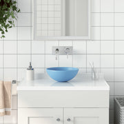 Washbasin round ceramic light blue