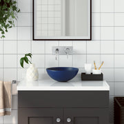 Washbasin round ceramic dark blue