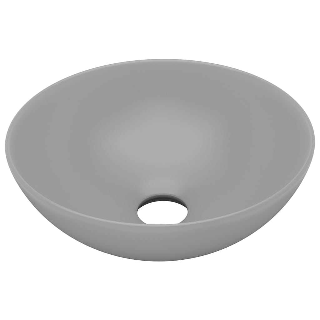 Wastafel rond keramiek lichtgrijs Lichtgrijs