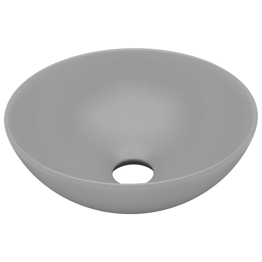 Wastafel rond keramiek lichtgrijs Lichtgrijs