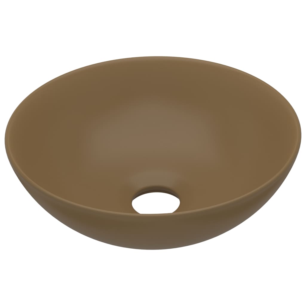 Wastafel rond keramiek matcrème matte cream