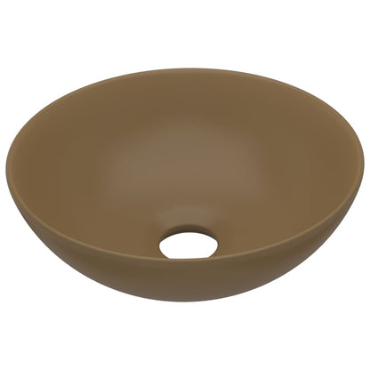 Wastafel rond keramiek matcrème matte cream