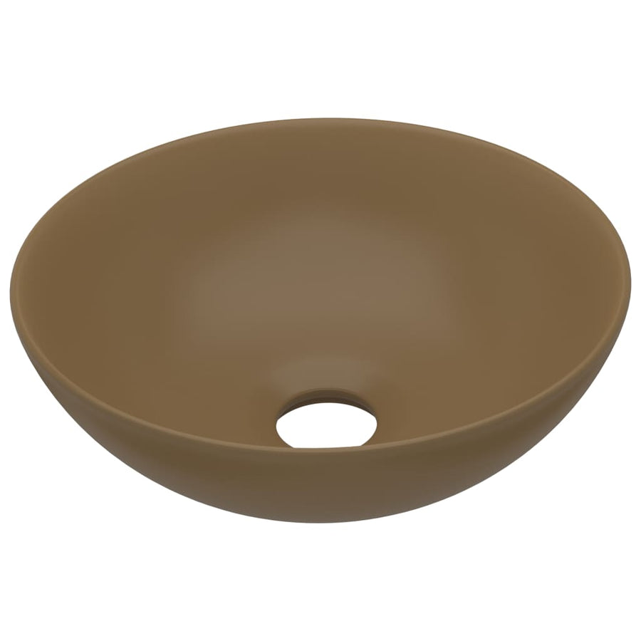 Wastafel rond keramiek matcrème matte cream